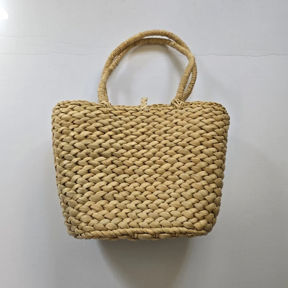 Straw Basket Tote Handbag Shells Lined Resort Golden Girls 80's Retro Beachy GUC